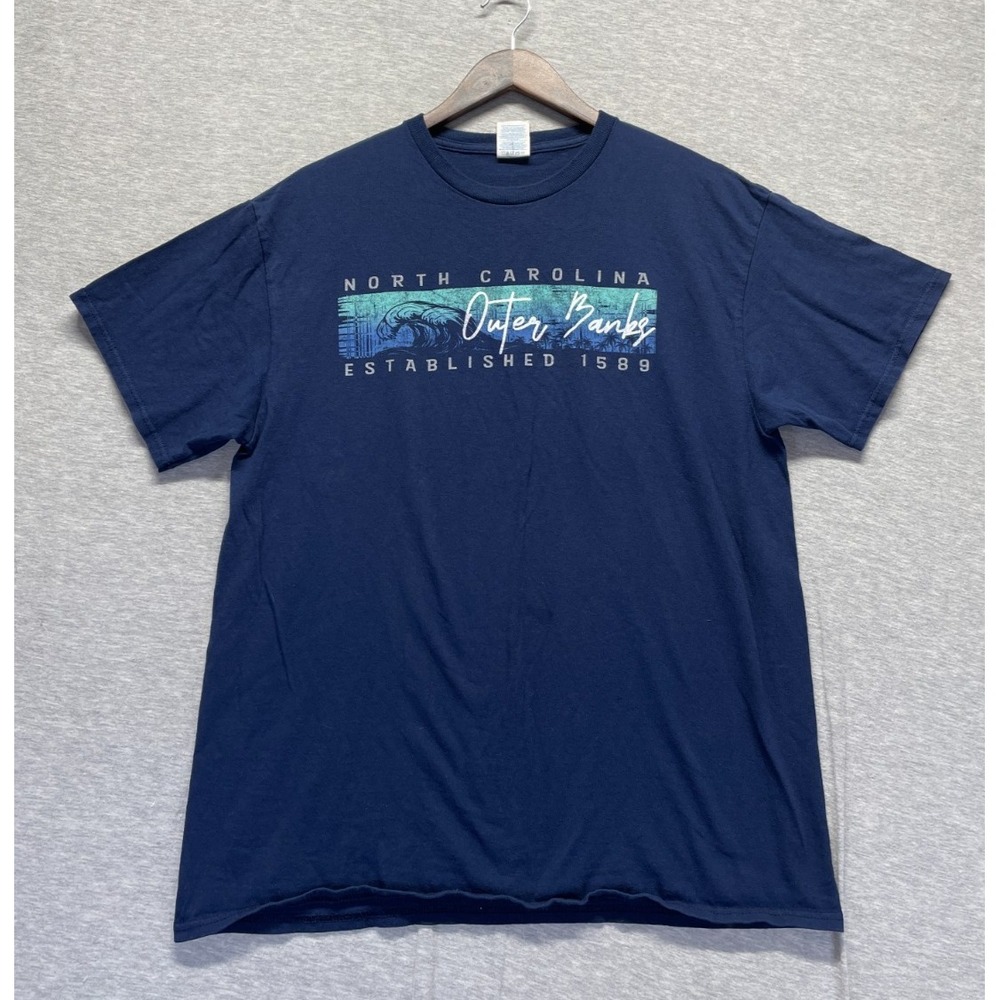Vintage Delta Pro Weight T Shirt Mens Large Navy Blue Outer Banks North Carolina